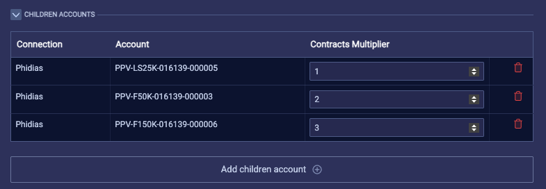 Children Accounts Selection