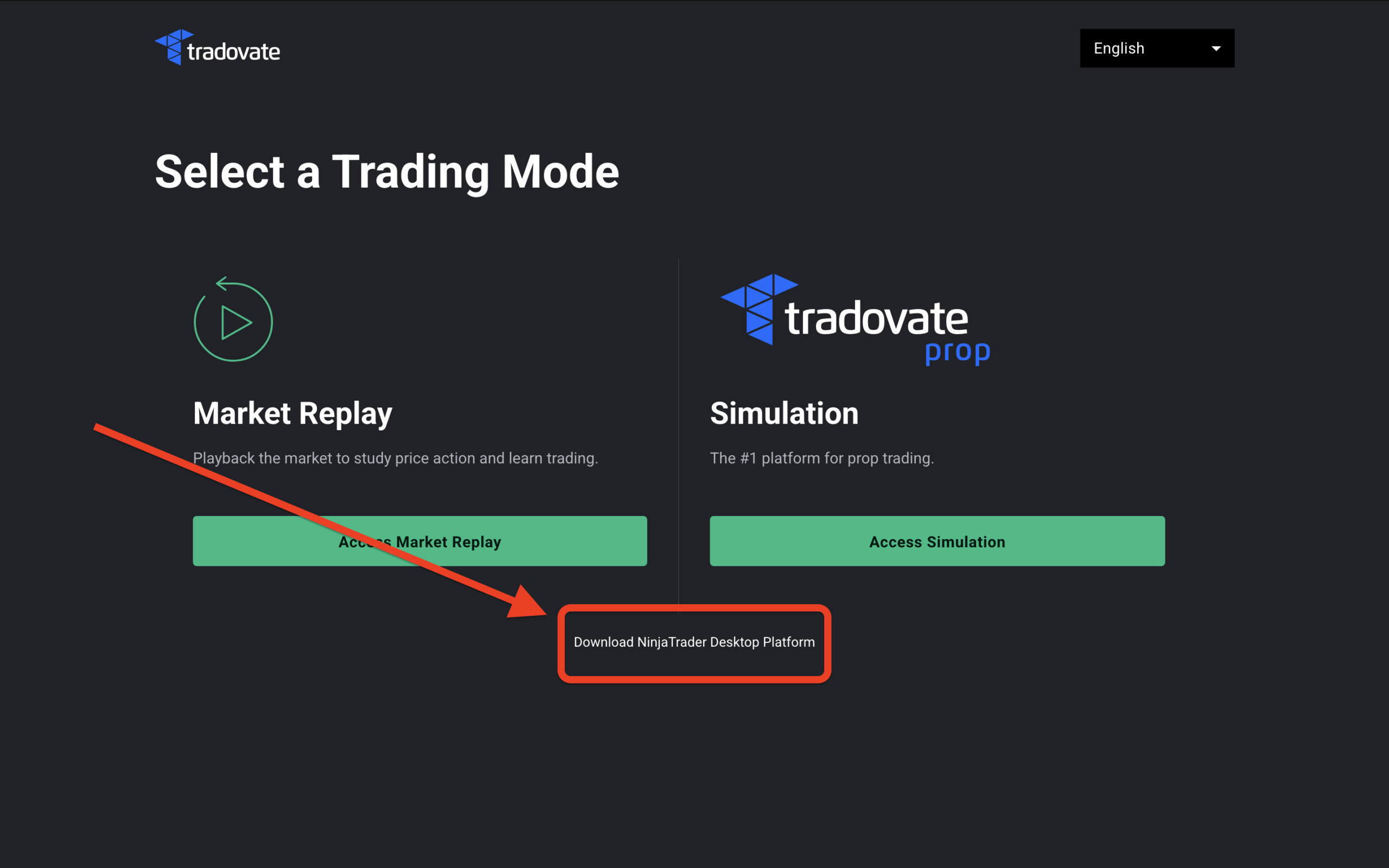 Phidias dashboard NinjaTrader Account section with the NinjaTrader download link highlighted