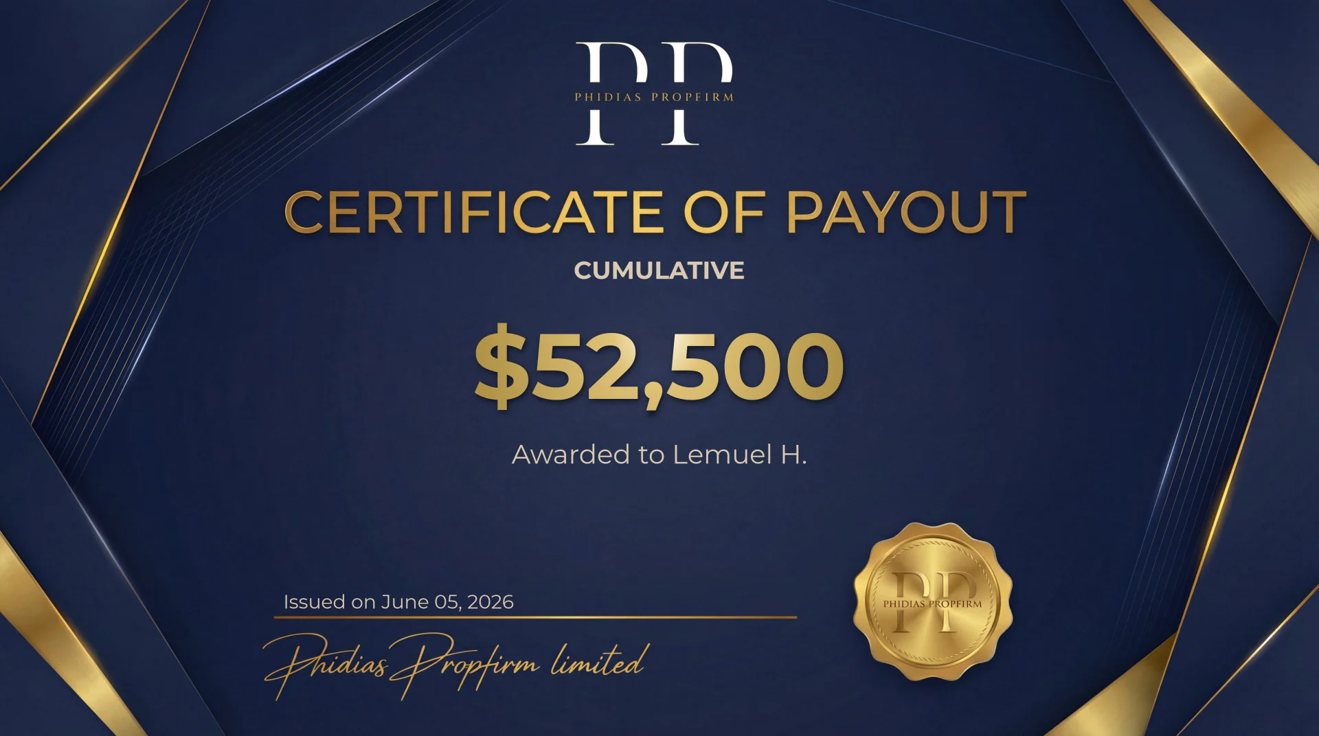 Phidias payout proof