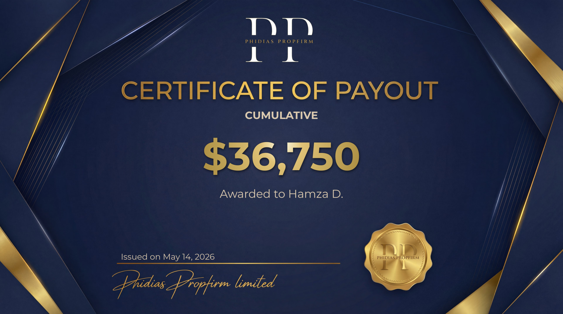 Phidias payout proof